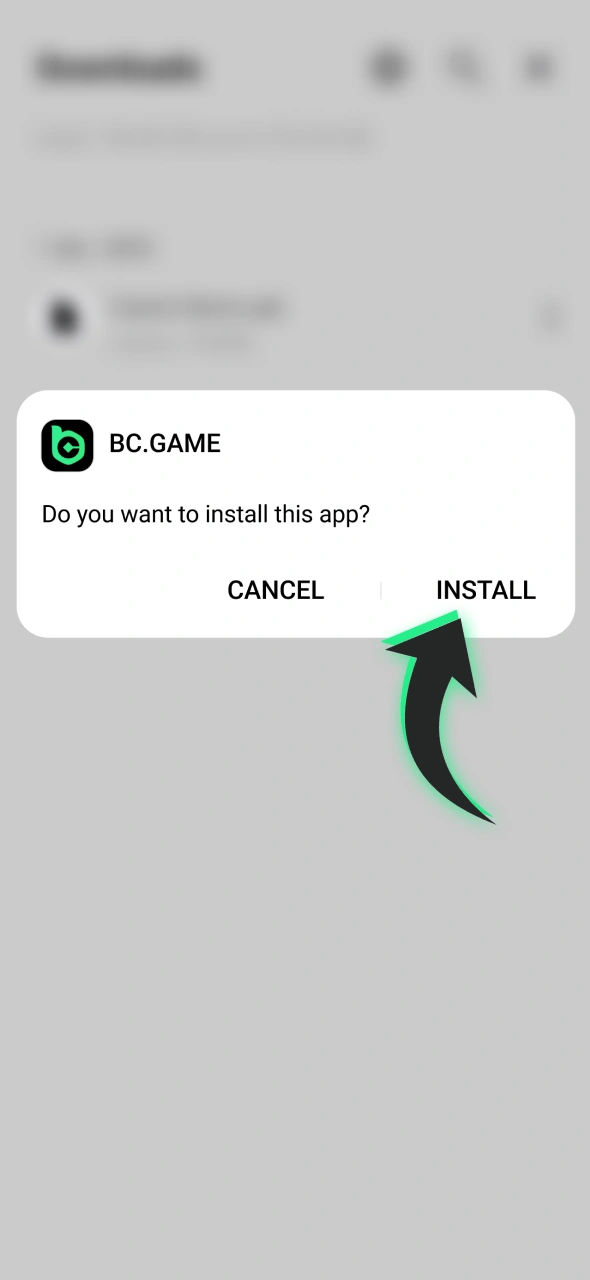 Finish installation and start playing at BC game android app.