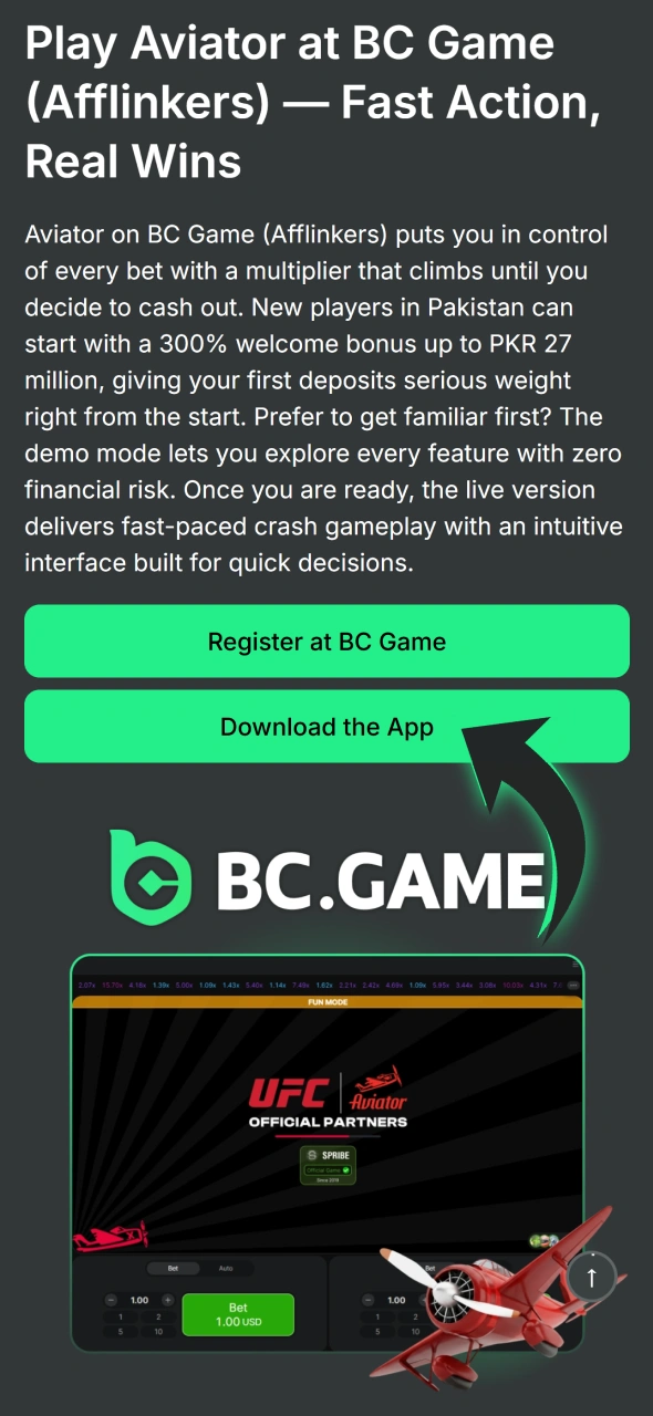 Click this button to get android BC Game app to play Aviator.