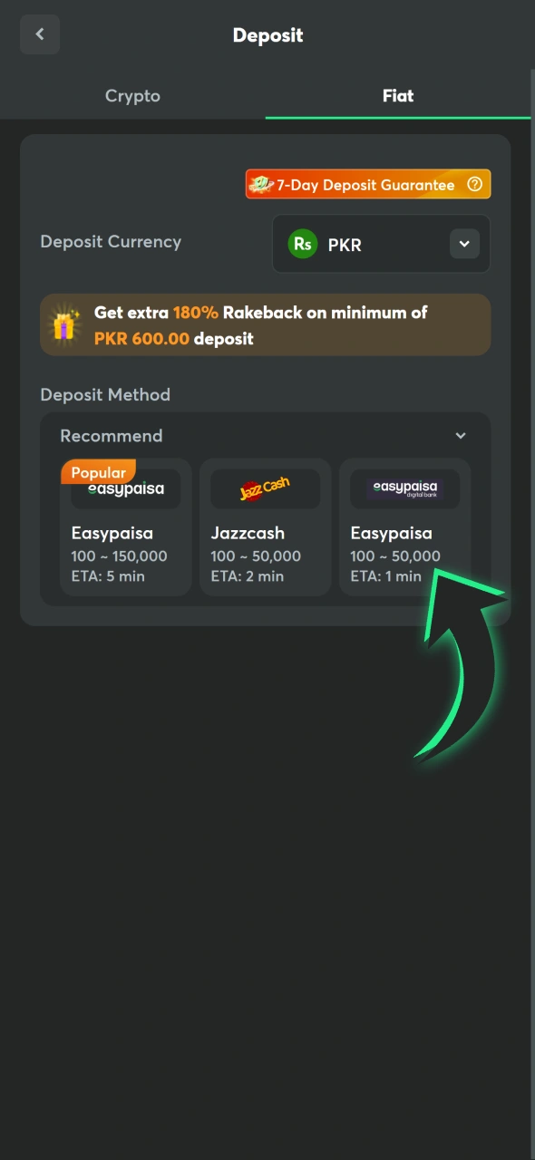 Make a deposit for your live casino gameplays at BC Game.