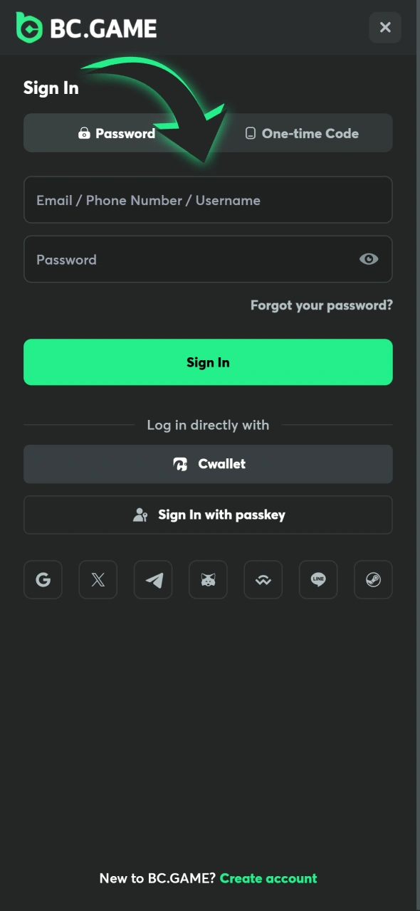 Log into your BC Game account to withdraw your winnings.