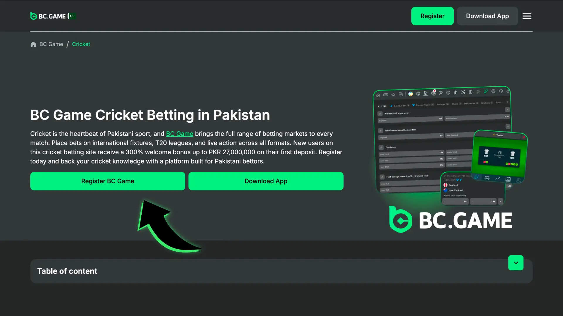 Create your BC Game account today to start cricket betting.