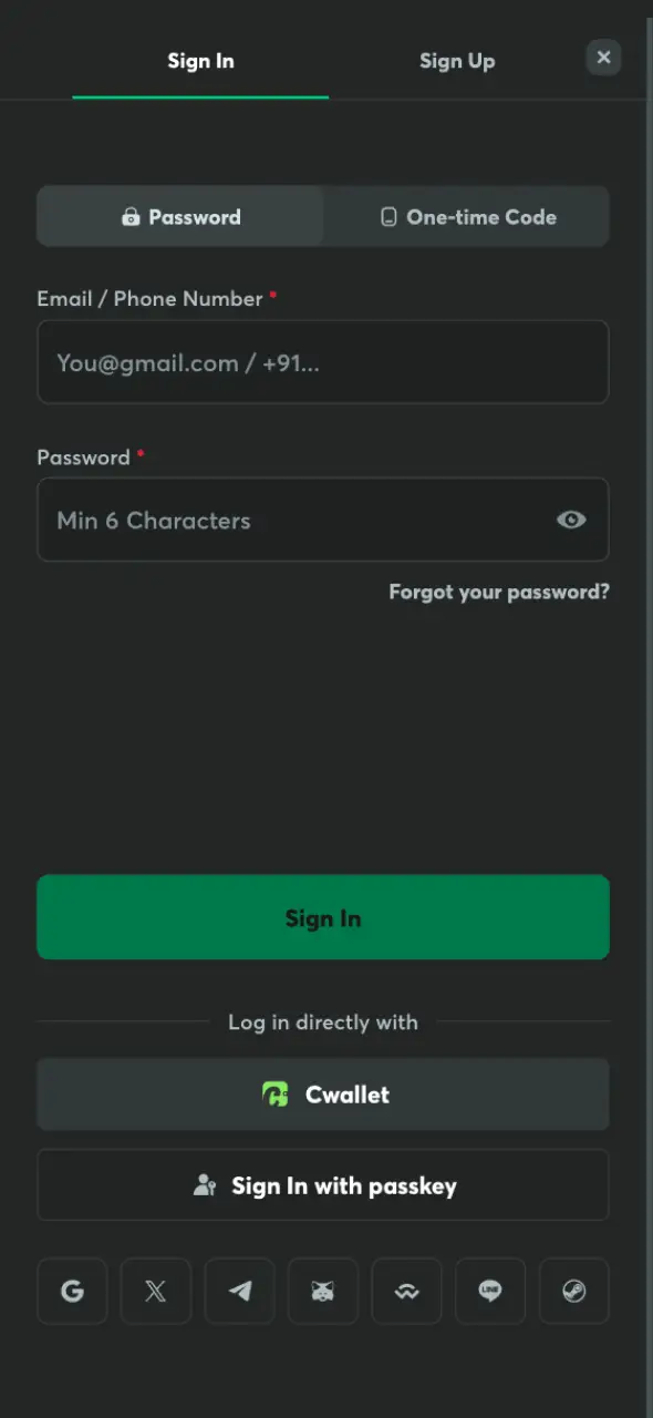 Log in or register an account in the BC Game Esports app.