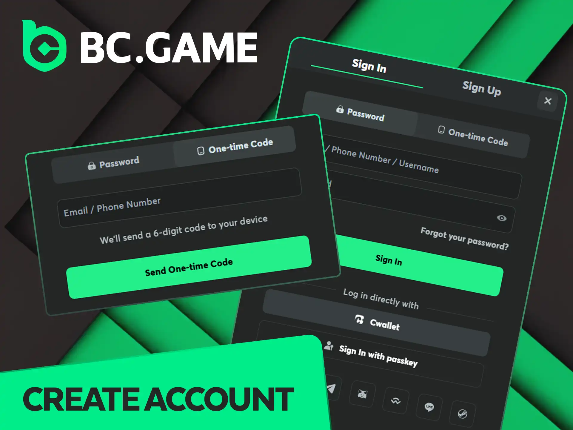 Register your new BC Game account quickly.