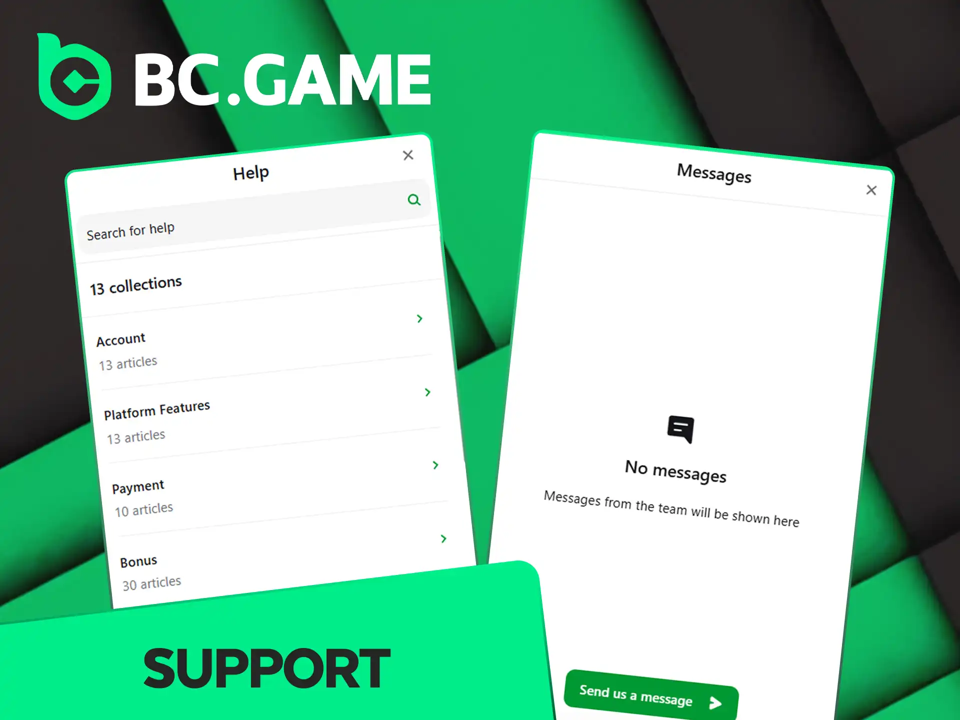Get help from the BC Game support.