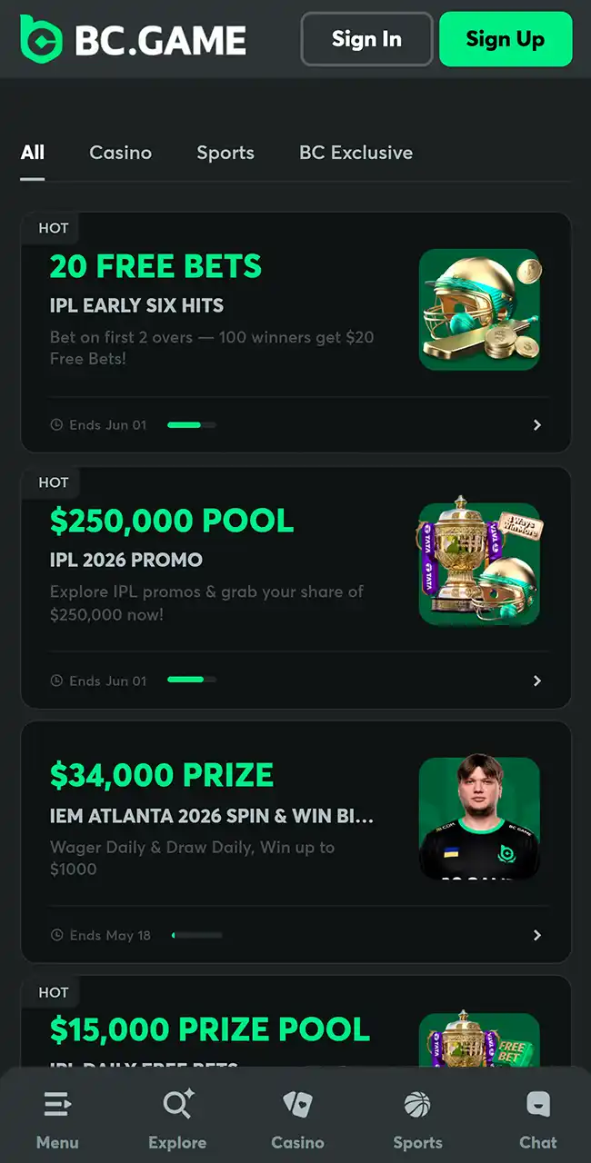 Find exciting BC Game promotions and bonuses.